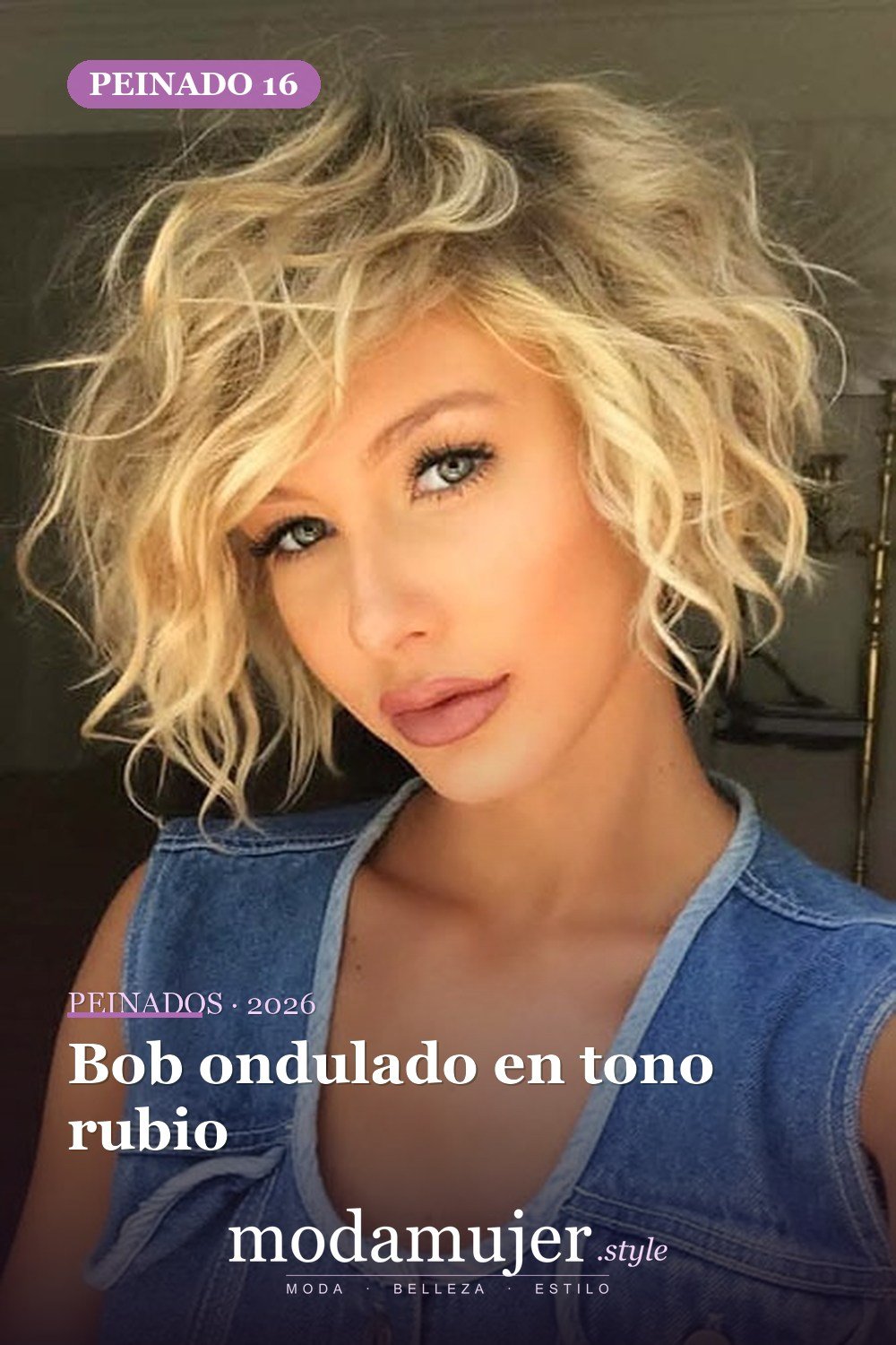 Bob ondulado en tono rubio — 20 mejores cabellos cortos para cabello ondulado