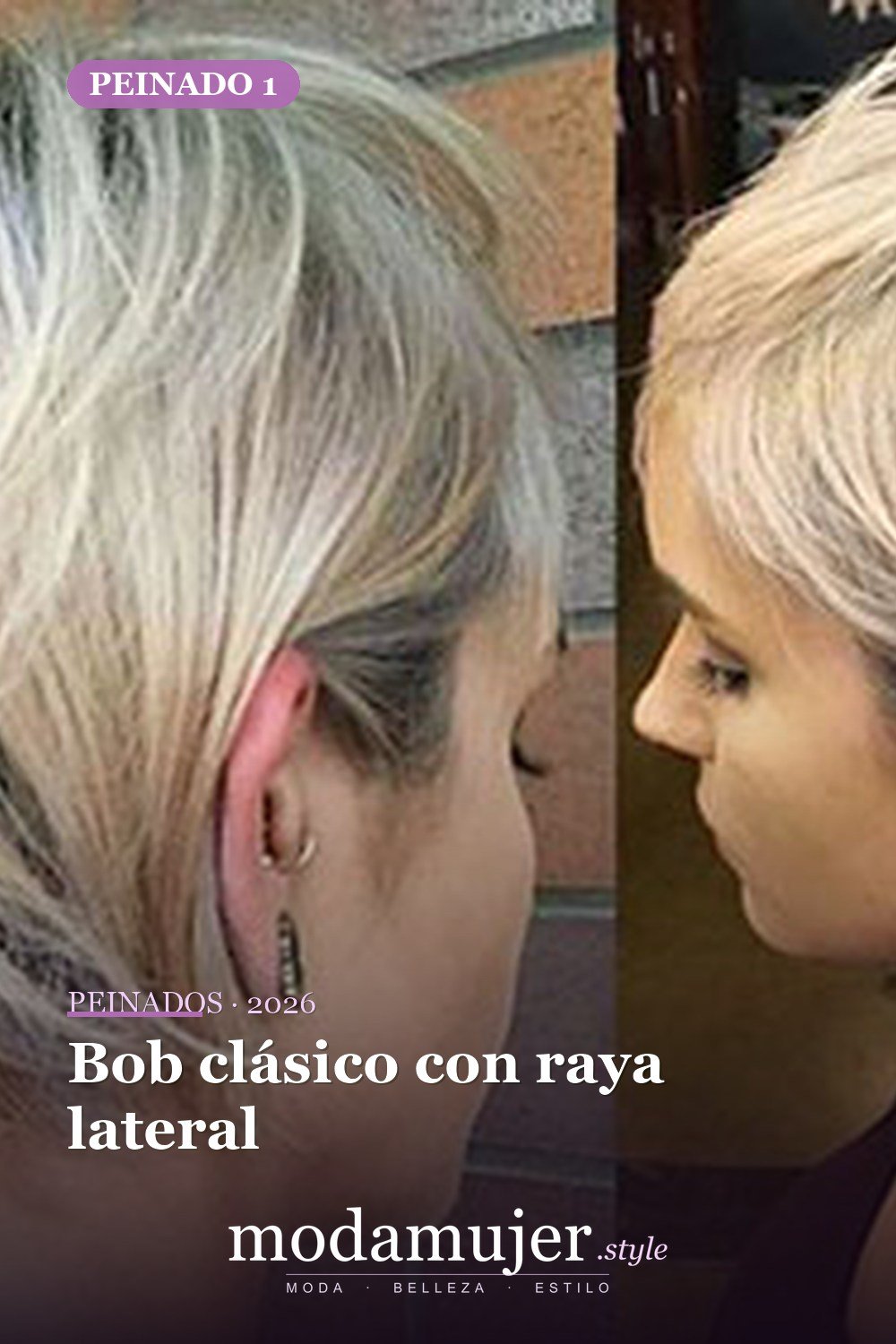 Bob clásico con raya lateral — 20 peinados lindos y fáciles para cabello corto