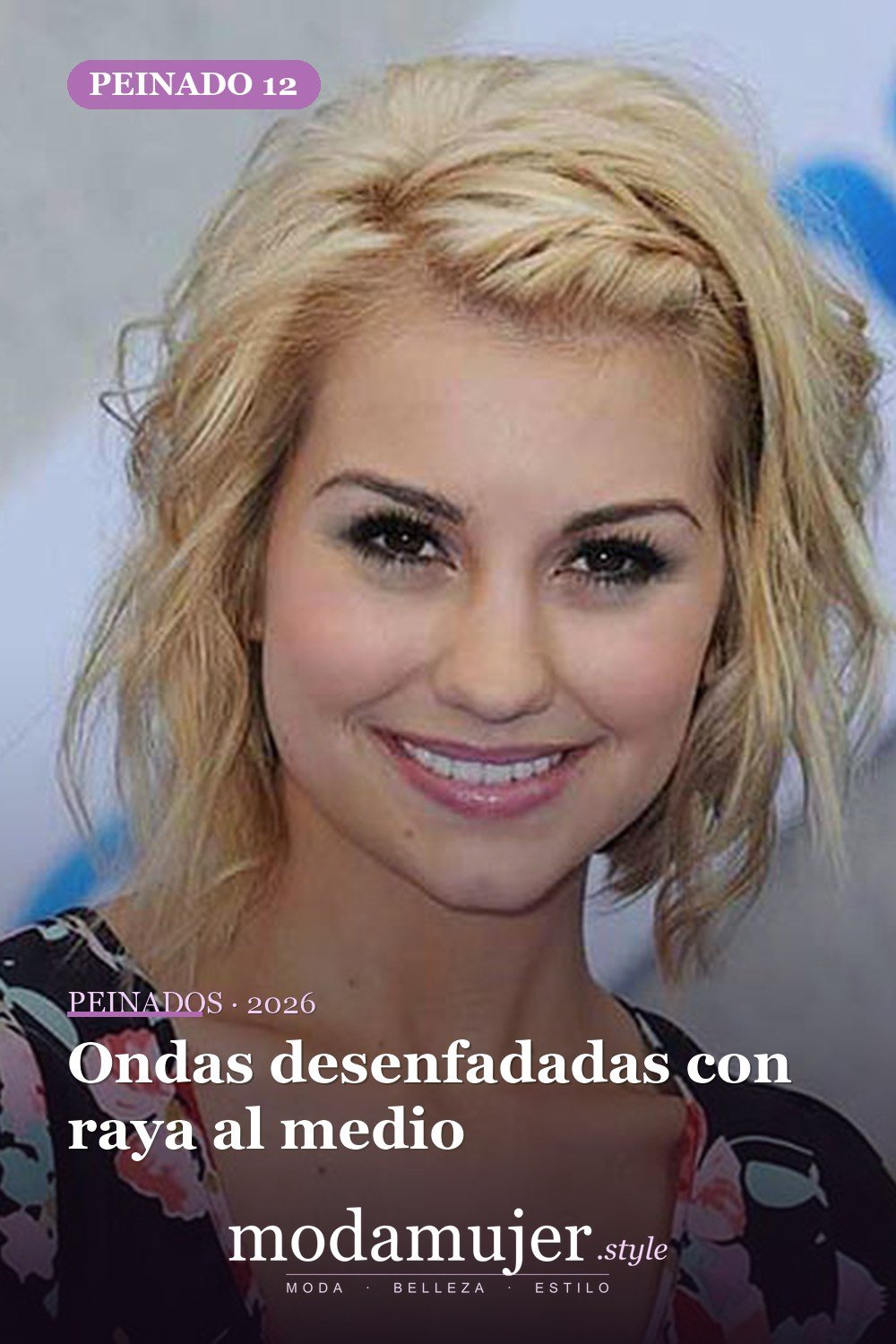 Ondas desenfadadas con raya al medio — 20 peinados lindos y fáciles para cabello corto