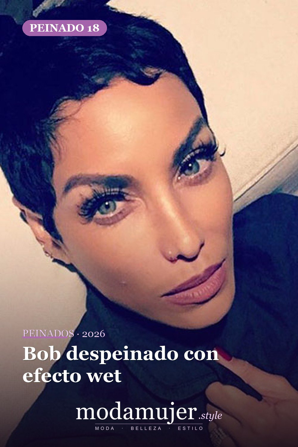Bob despeinado con efecto wet — 20 peinados lindos y fáciles para cabello corto