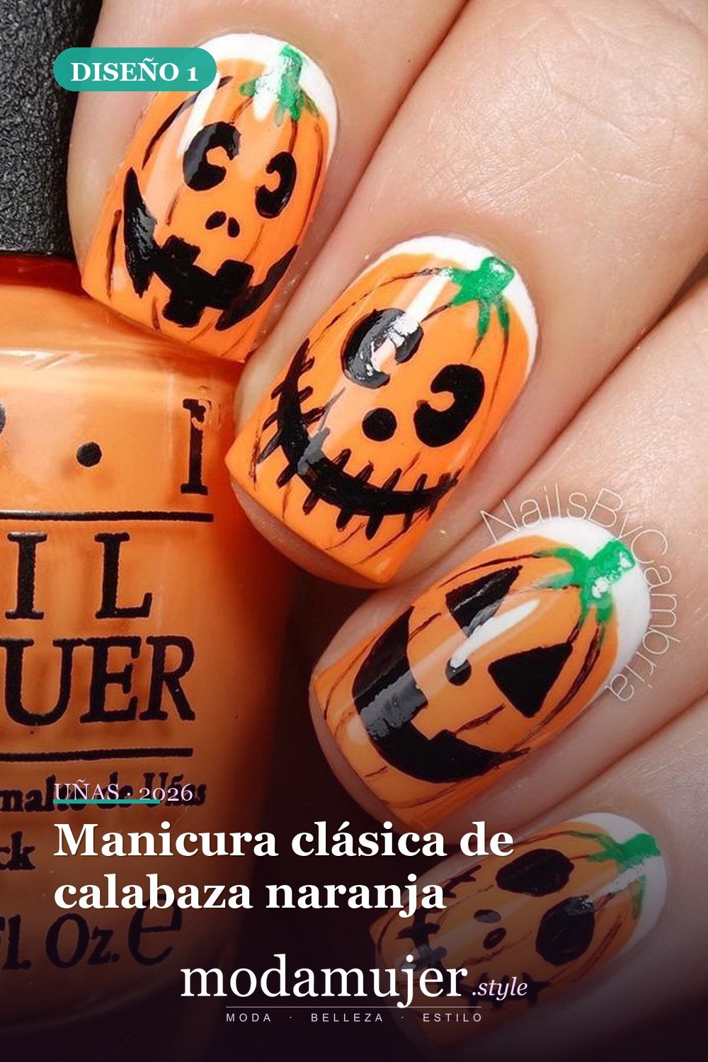 Manicura clásica de calabaza naranja — 20 tips de arte de uñas de Halloween fáciles y geniales