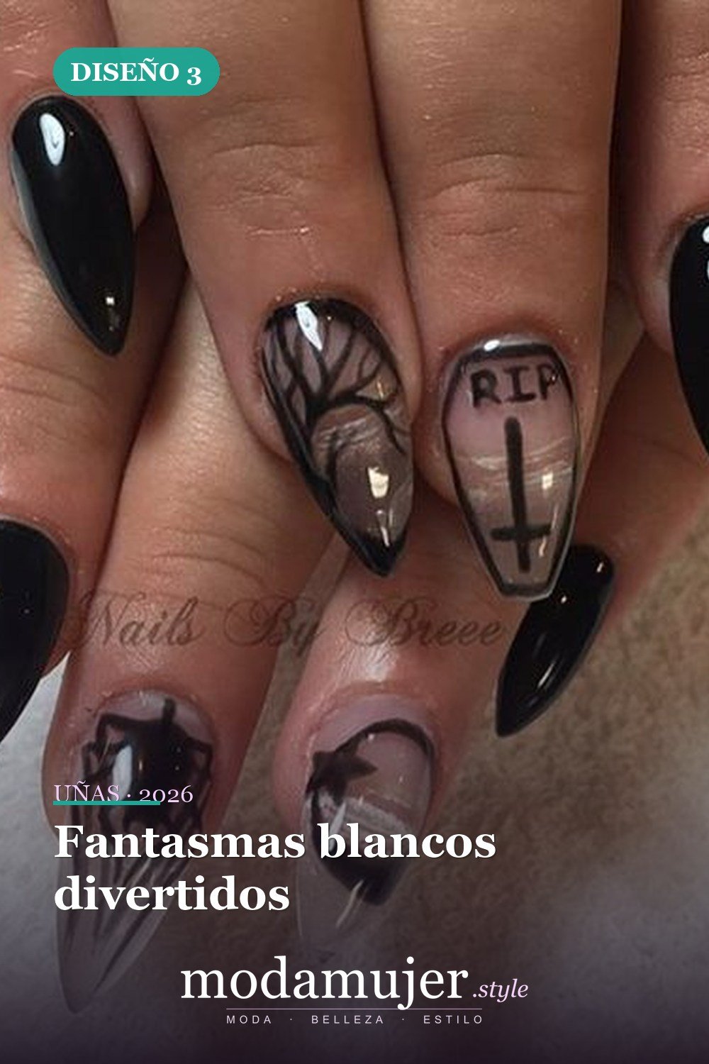 Fantasmas blancos divertidos — 20 tips de arte de uñas de Halloween fáciles y geniales