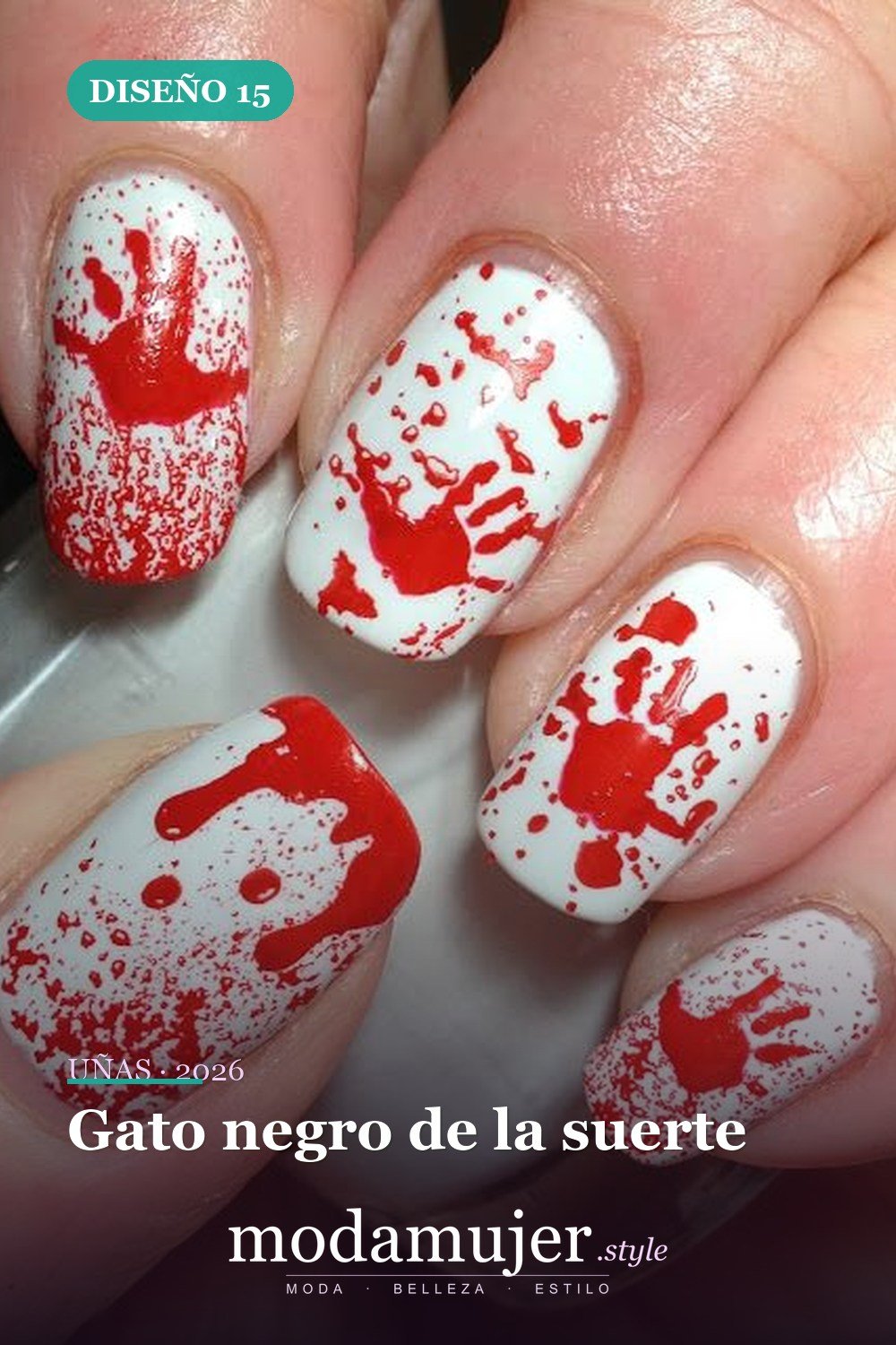 Gato negro de la suerte — 20 tips de arte de uñas de Halloween fáciles y geniales