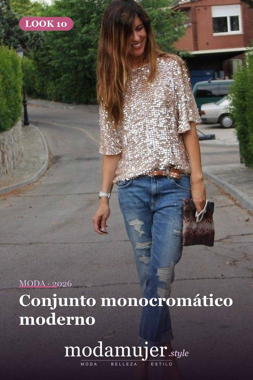 Conjunto monocromático moderno — 21 ideas de outfits para una fiesta en casa en 2026