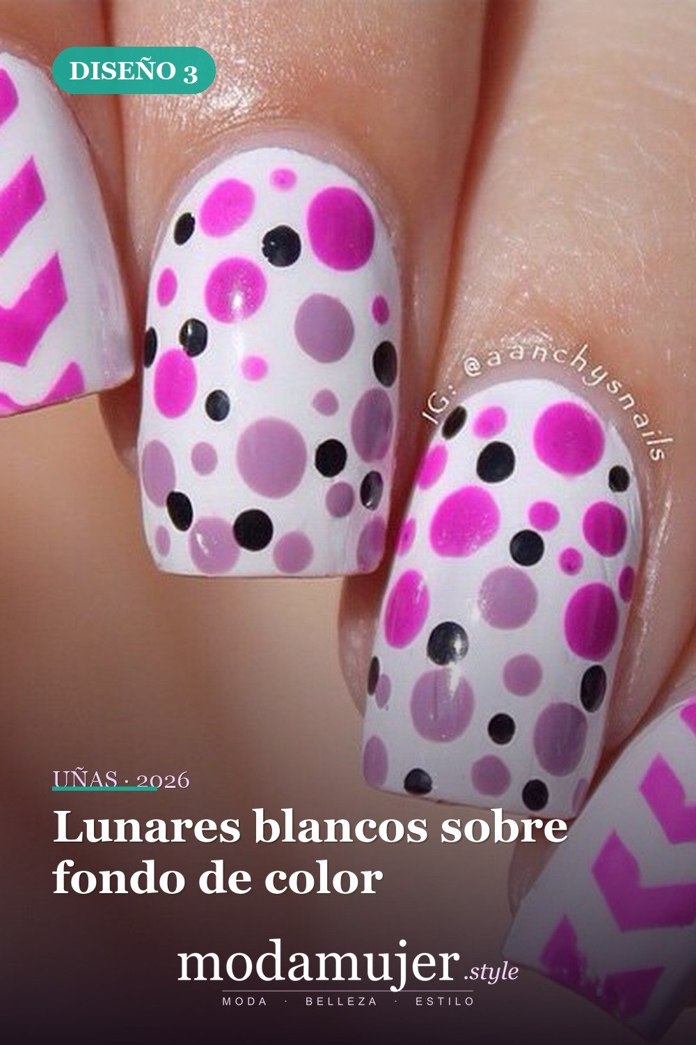 Lunares blancos sobre fondo de color — 22 hermosos diseños de uñas de lunares
