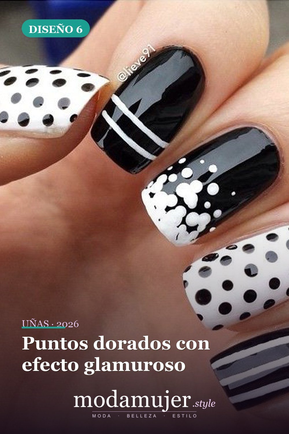 Puntos dorados con efecto glamuroso — 22 hermosos diseños de uñas de lunares