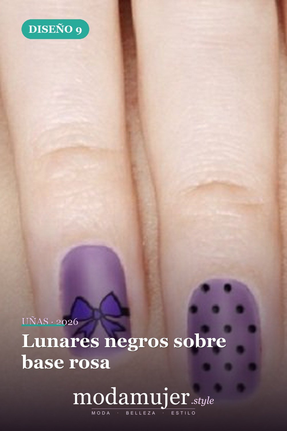 Lunares negros sobre base rosa — 22 hermosos diseños de uñas de lunares