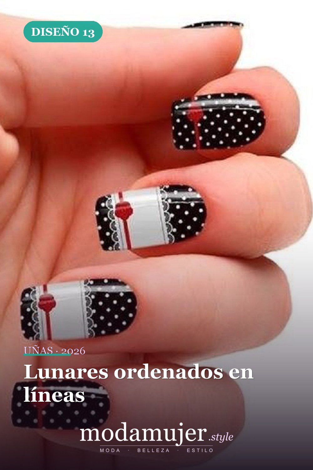 Lunares ordenados en líneas — 22 hermosos diseños de uñas de lunares