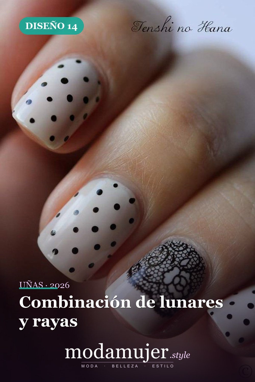 Combinación de lunares y rayas — 22 hermosos diseños de uñas de lunares