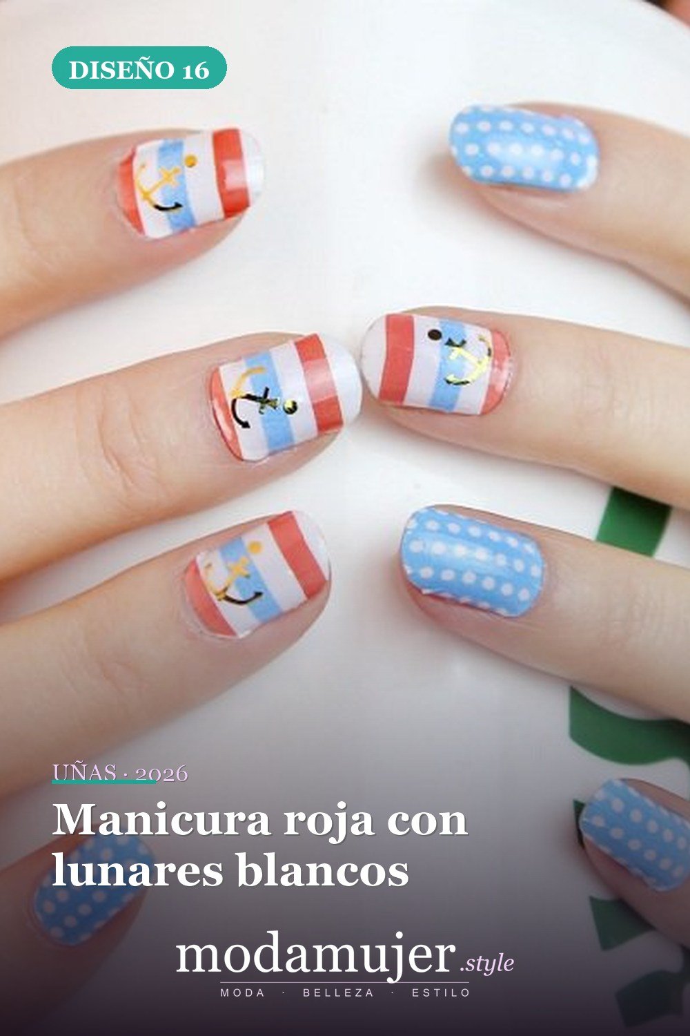 Manicura roja con lunares blancos — 22 hermosos diseños de uñas de lunares