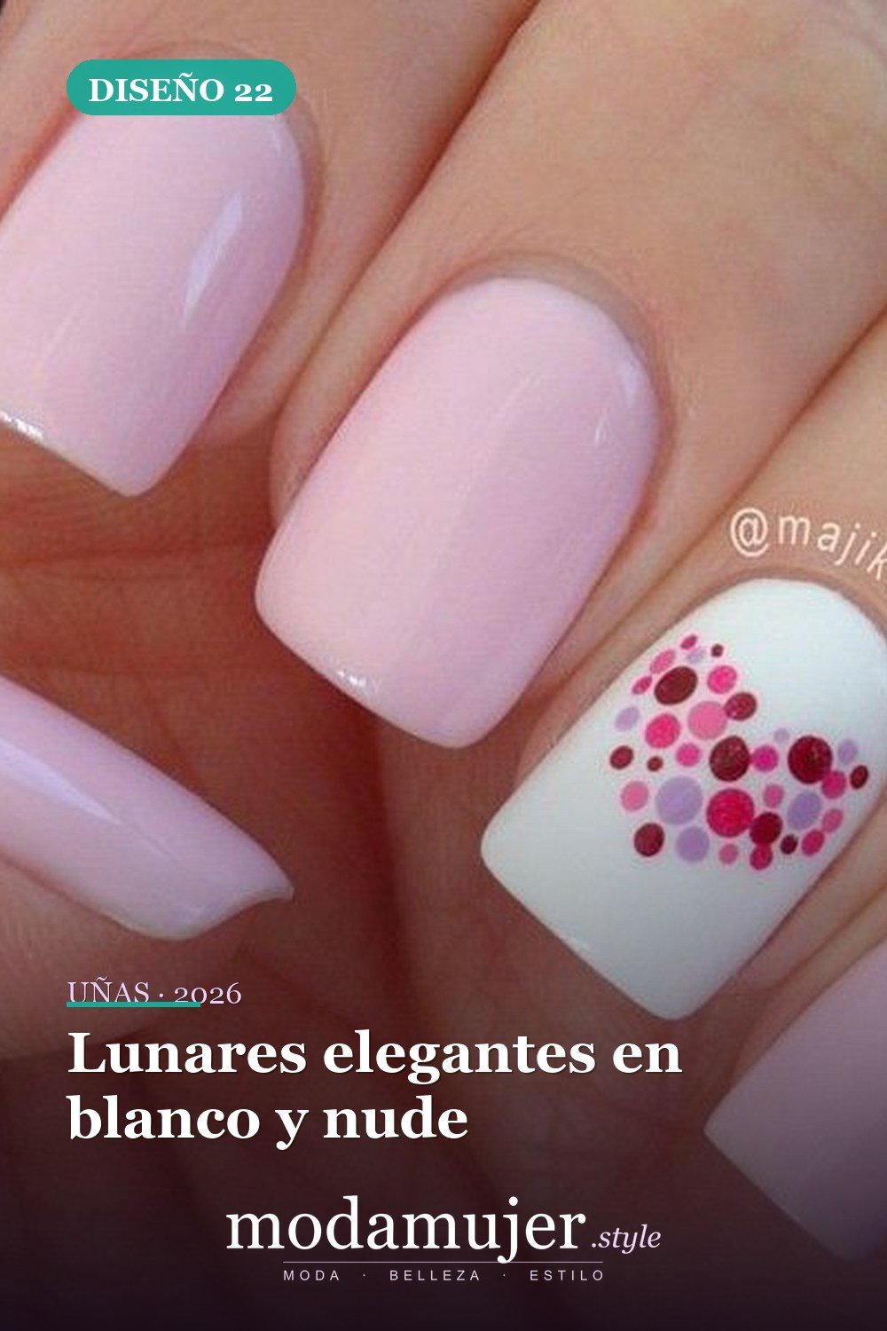 Lunares elegantes en blanco y nude — 22 hermosos diseños de uñas de lunares