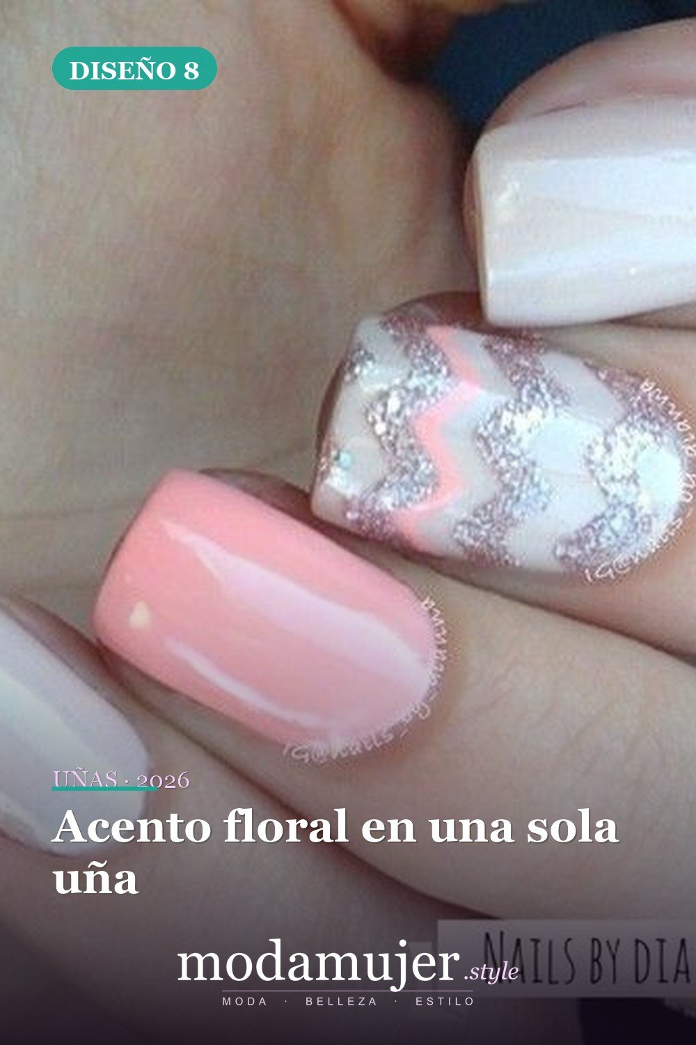 Acento floral en una sola uña — 23 tips y diseños de uñas primaverales para niñas