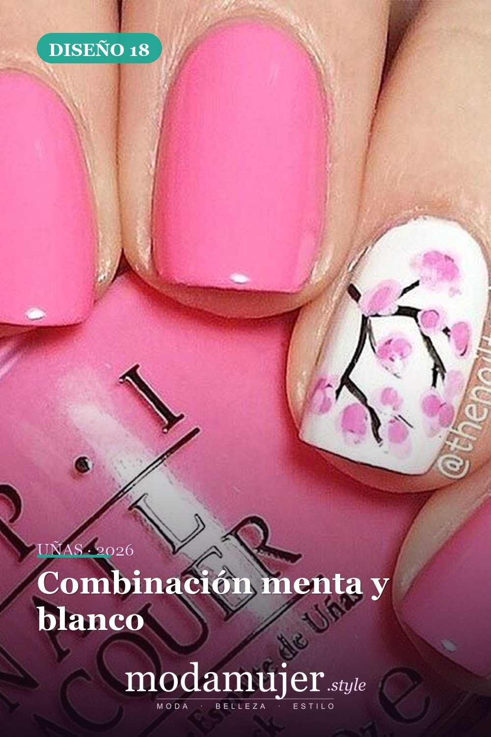 Combinación menta y blanco — 23 tips y diseños de uñas primaverales para niñas