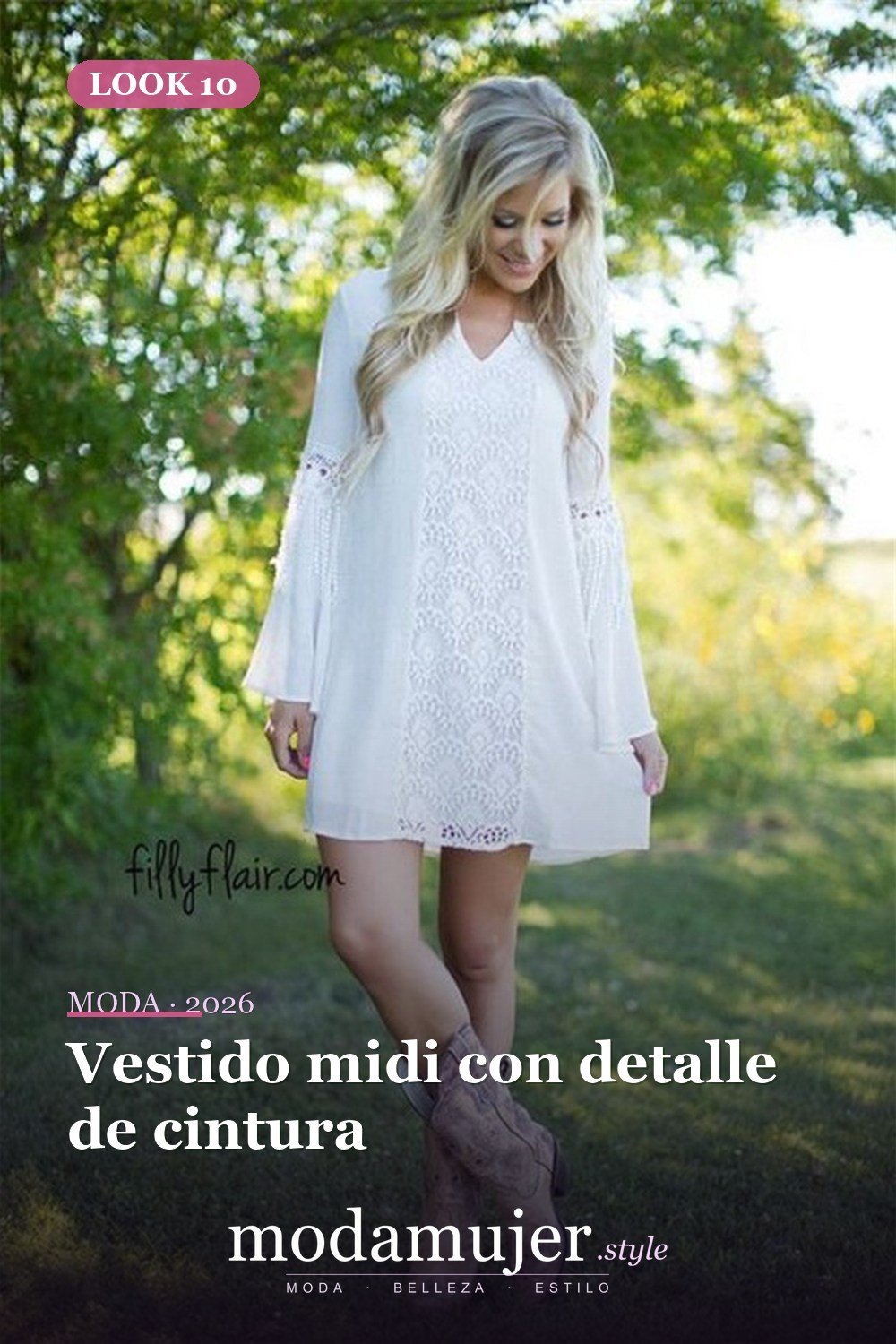 Vestido midi con detalle de cintura — 23 vestidos campestres para destacar