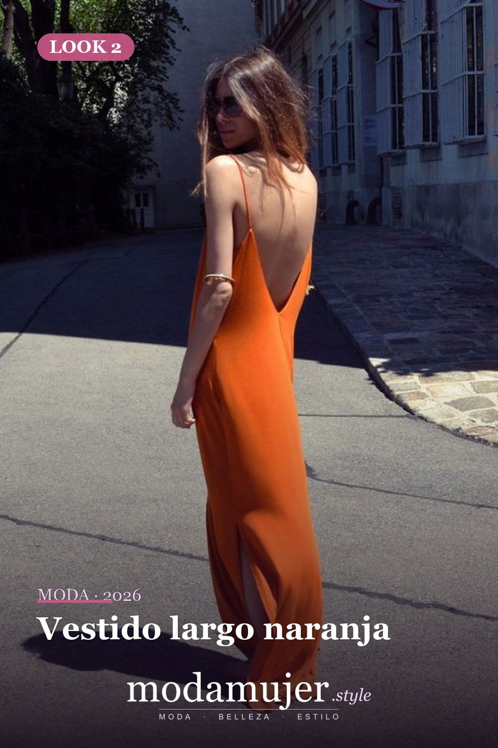 Vestido largo naranja — 23 vestidos sin espalda para un look bonito