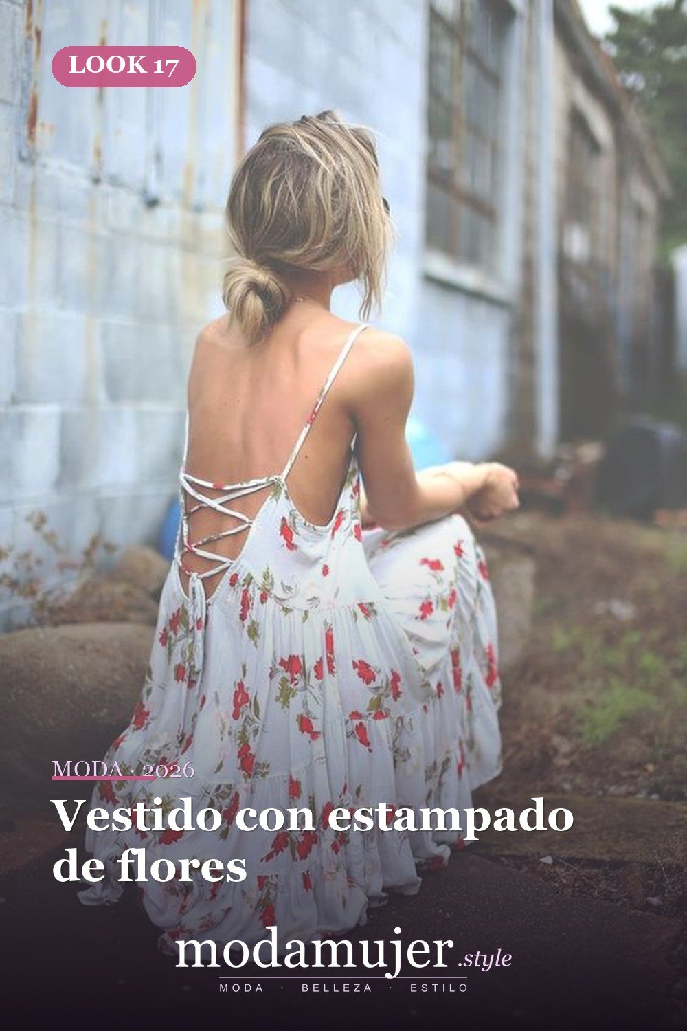 Vestido con estampado de flores — 23 vestidos sin espalda para un look bonito