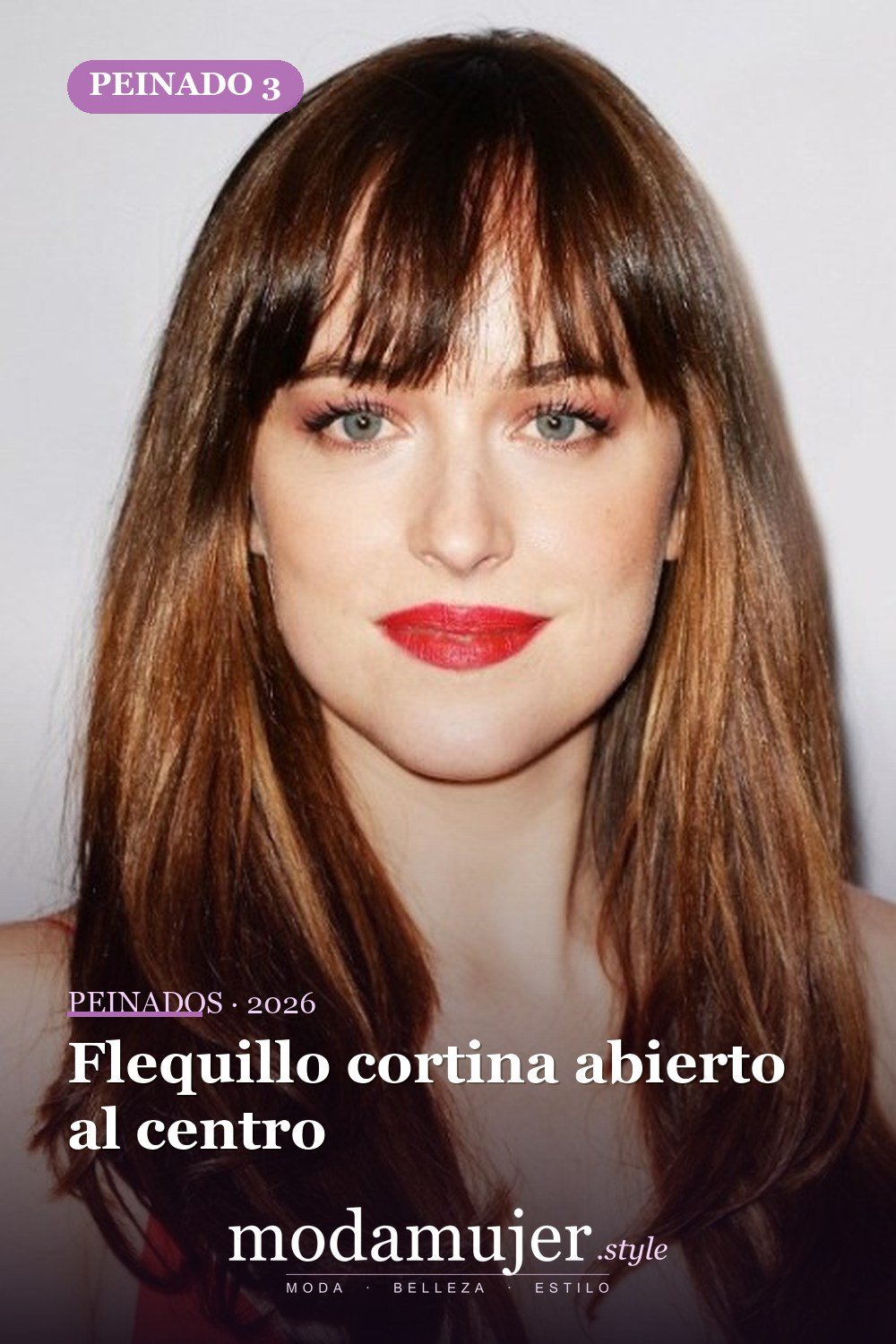 Flequillo cortina abierto al centro — 24 cortes de pelo de moda para mujeres con flequillo para probar