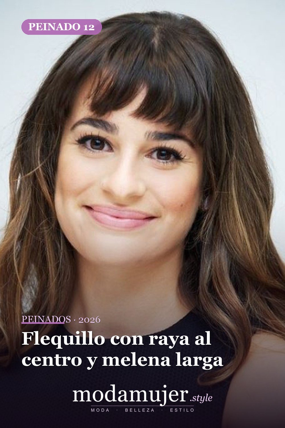 Flequillo con raya al centro y melena larga — 24 cortes de pelo de moda para mujeres con flequillo para probar