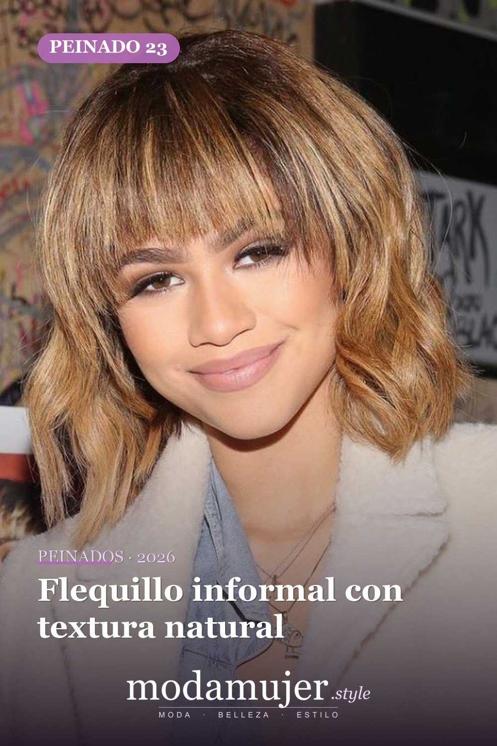Flequillo informal con textura natural — 24 cortes de pelo de moda para mujeres con flequillo para probar