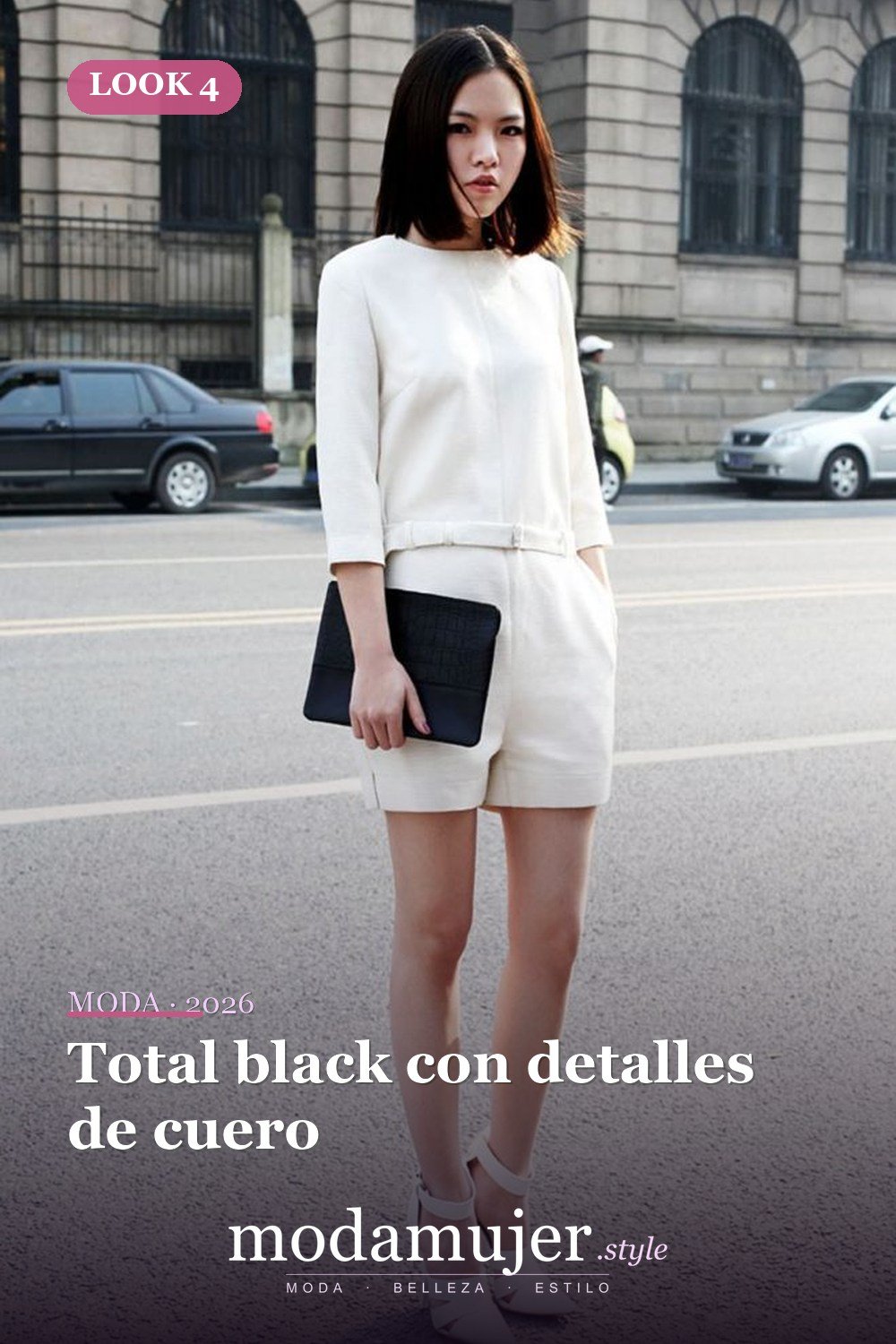 Total black con detalles de cuero — 24 ideas de outfits minimalistas para lucir elegante en 2026