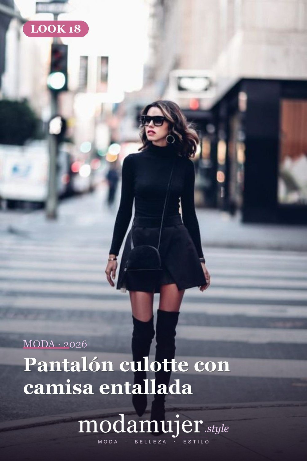 Pantalón culotte con camisa entallada — 24 ideas de outfits minimalistas para lucir elegante en 2026