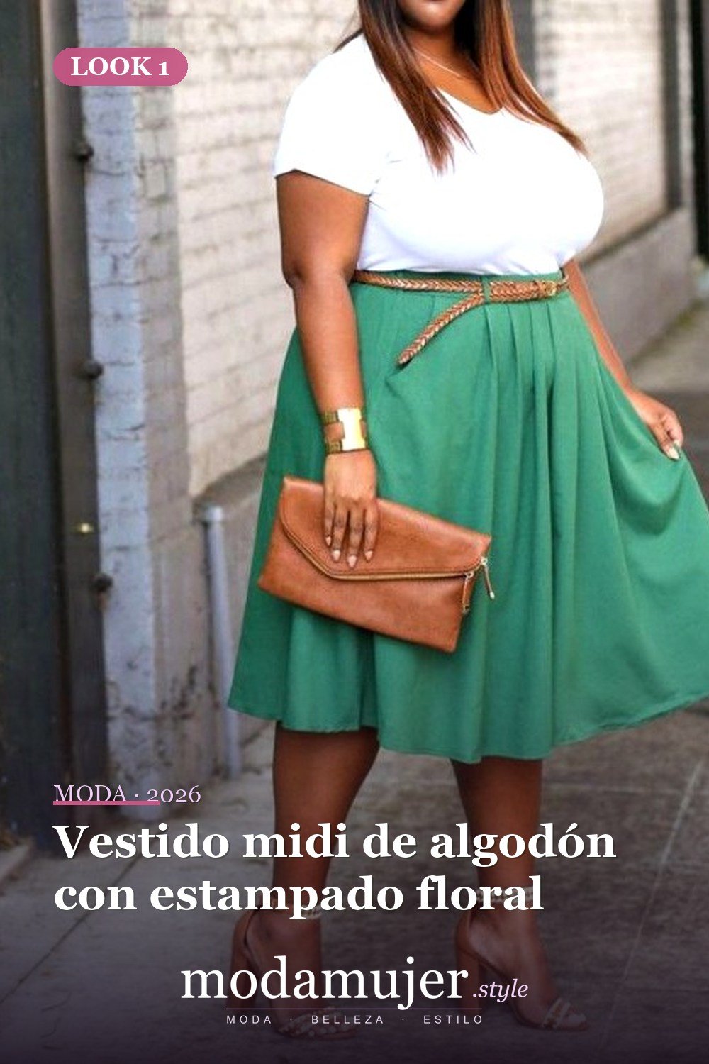 Vestido midi de algodón con estampado floral — 24 ideas de trajes casuales de talla grande para verano 2026