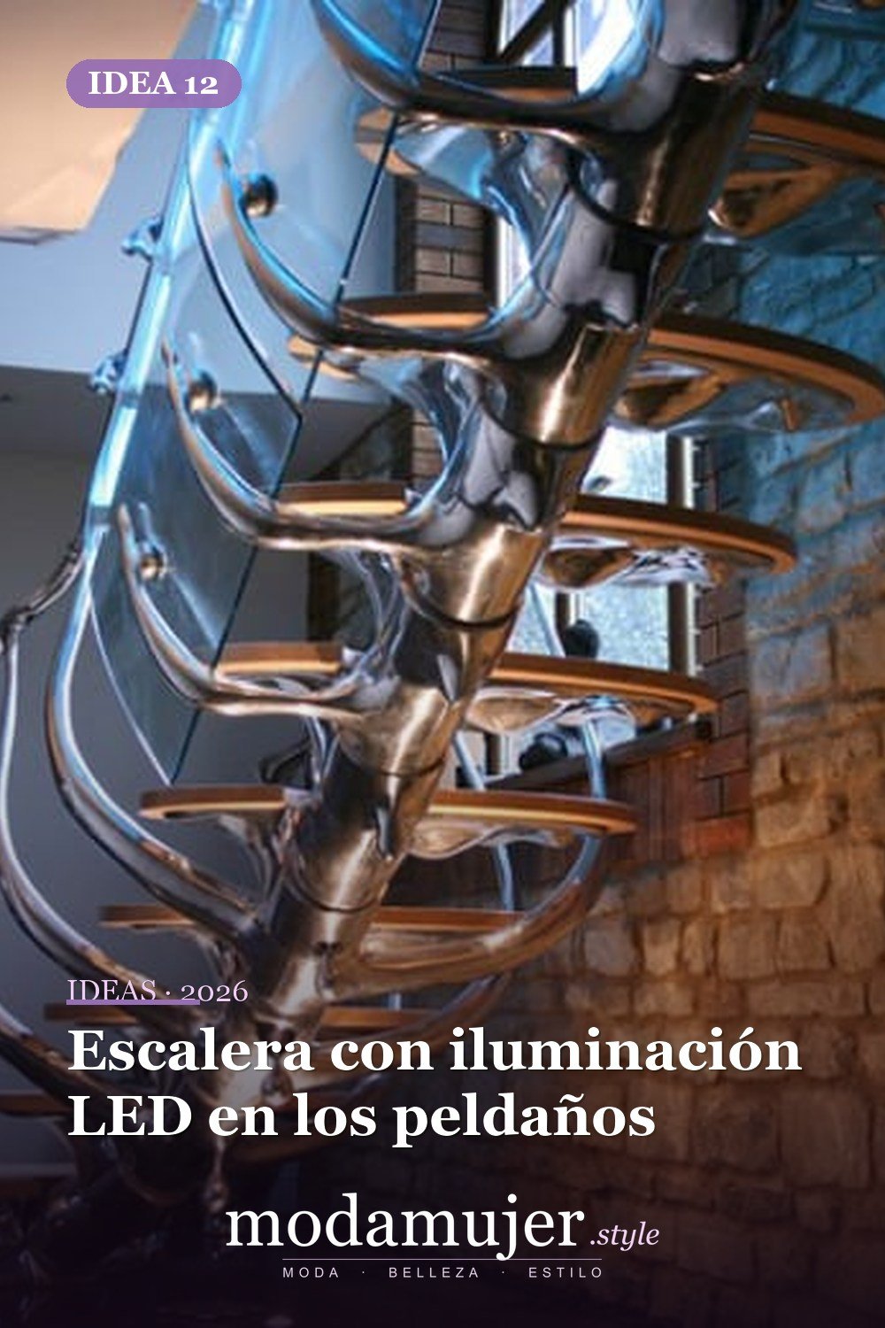 Escalera con iluminación LED en los peldaños — 25 diseños de escaleras que son simplemente espectaculares
