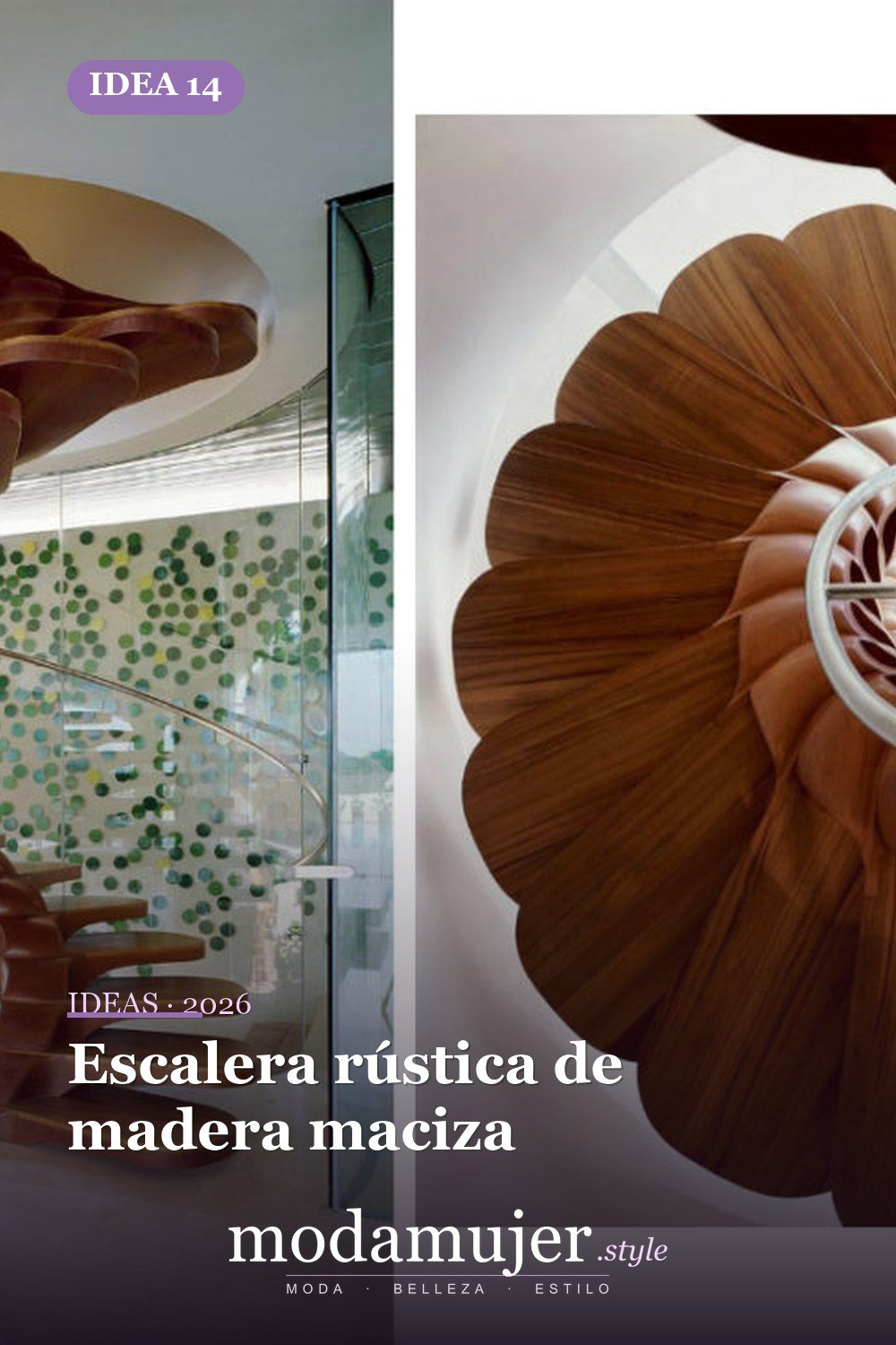 Escalera rústica de madera maciza — 25 diseños de escaleras que son simplemente espectaculares