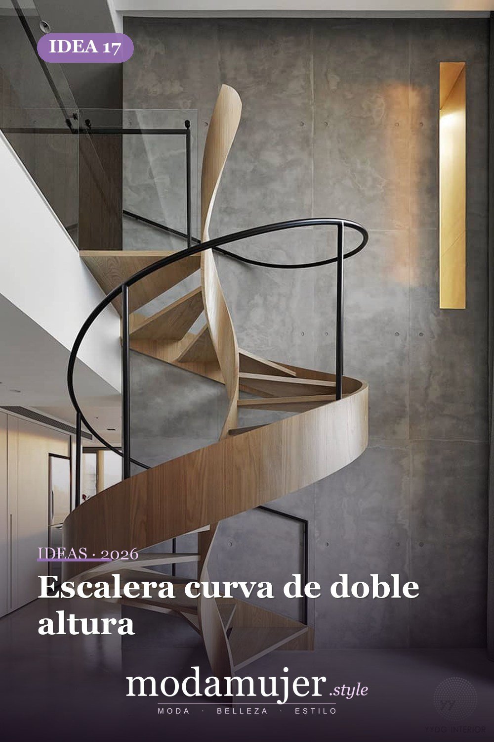 Escalera curva de doble altura — 25 diseños de escaleras que son simplemente espectaculares