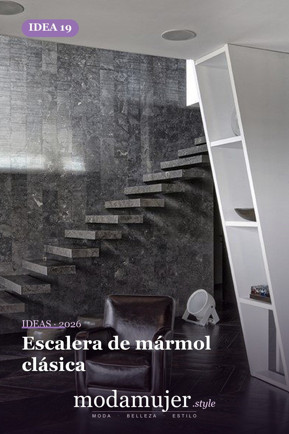 Escalera de mármol clásica — 25 diseños de escaleras que son simplemente espectaculares