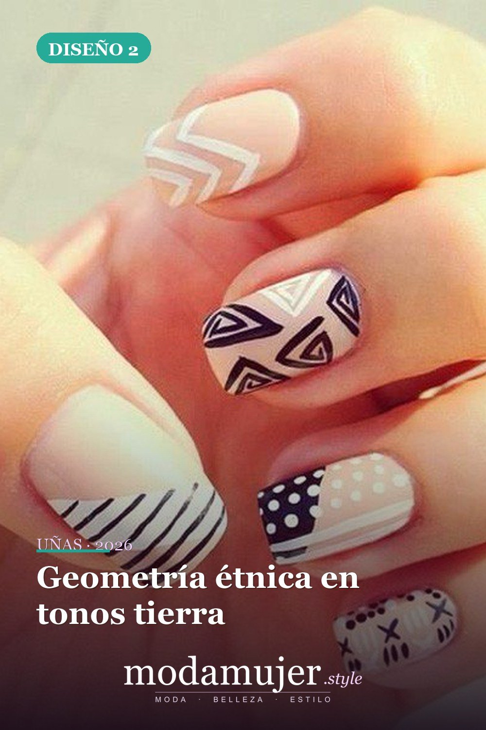 Geometría étnica en tonos tierra — 25 diseños de uñas tribales elegantes y geniales