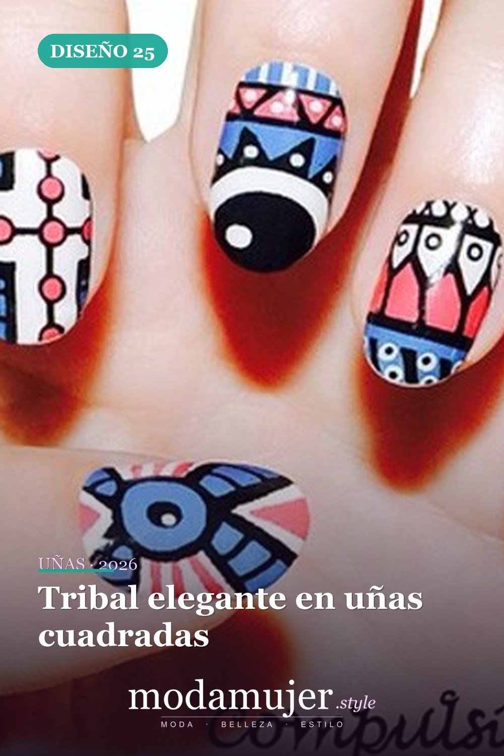 Tribal elegante en uñas cuadradas — 25 diseños de uñas tribales elegantes y geniales