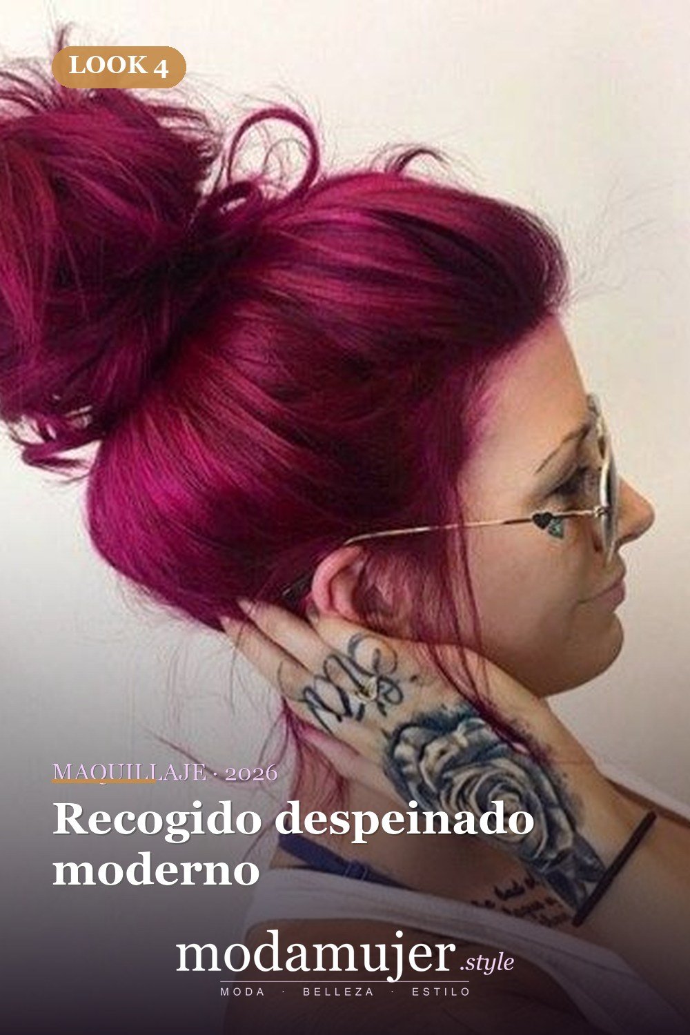 Recogido despeinado moderno — 25 ideas de cabello magenta para destacar