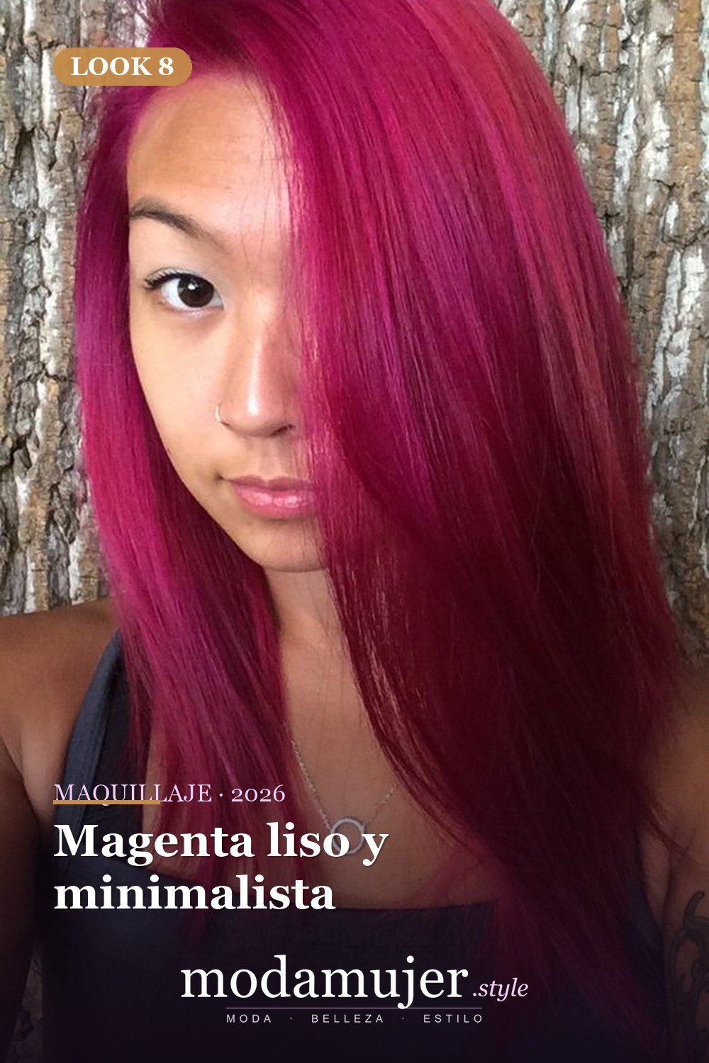 Magenta liso y minimalista — 25 ideas de cabello magenta para destacar