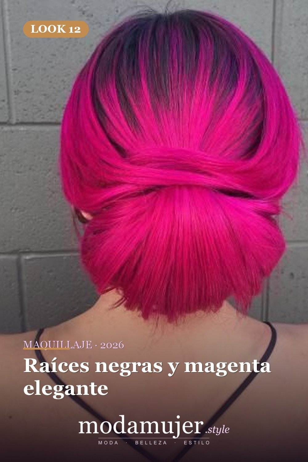 Raíces negras y magenta elegante — 25 ideas de cabello magenta para destacar