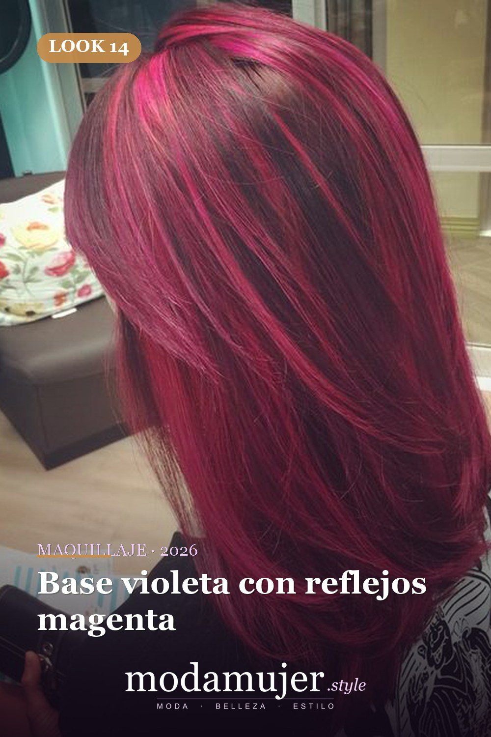 Base violeta con reflejos magenta — 25 ideas de cabello magenta para destacar