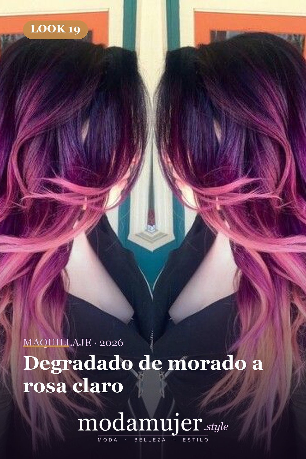 Degradado de morado a rosa claro — 25 ideas de cabello magenta para destacar