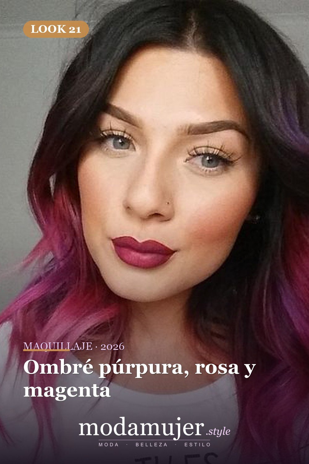 Ombré púrpura, rosa y magenta — 25 ideas de cabello magenta para destacar