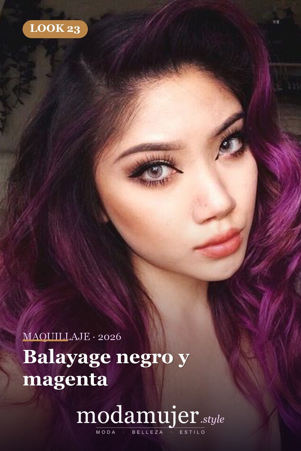 Balayage negro y magenta — 25 ideas de cabello magenta para destacar
