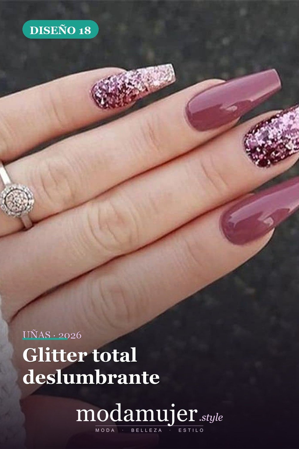 Glitter total deslumbrante — 25 impresionantes uñas de invierno para iluminarte