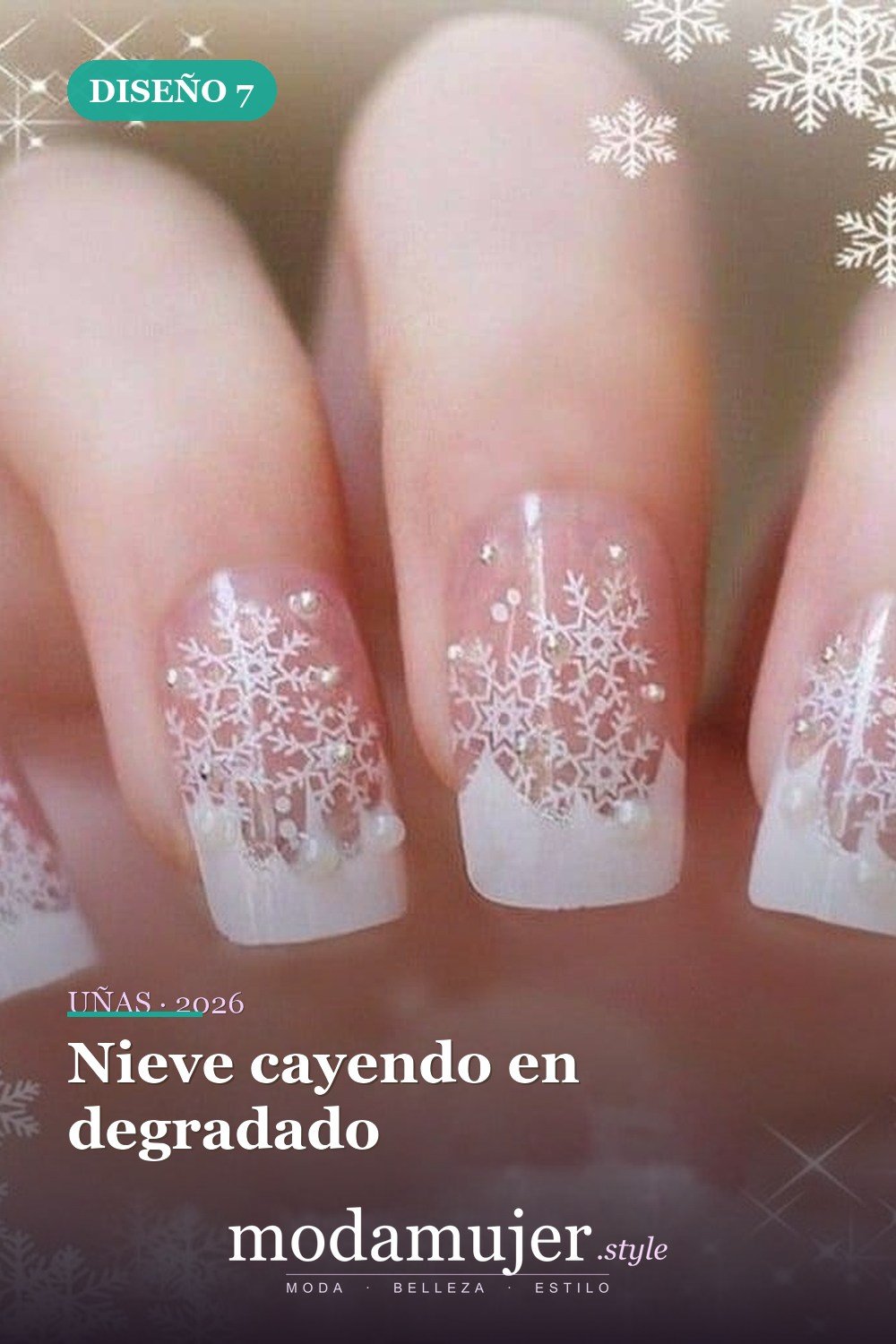 Nieve cayendo en degradado — 25 increíbles colores de uñas de invierno que combinan con la nieve