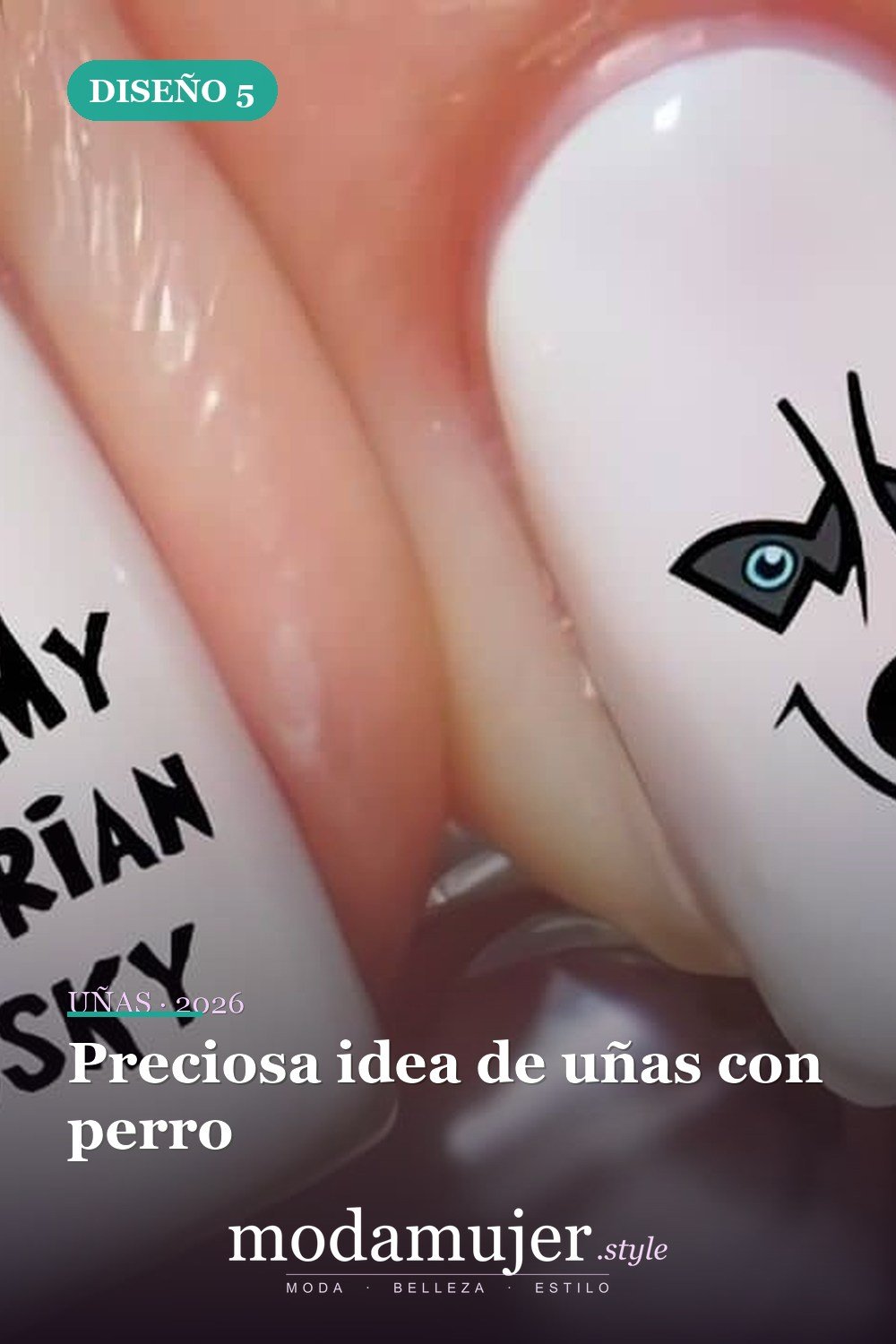 Preciosa idea de uñas con perro — 25 Increíbles Diseños de Uñas Husky para el Invierno