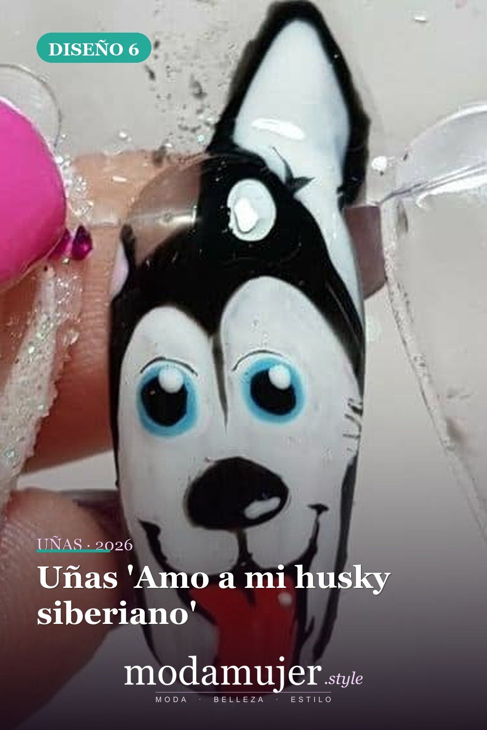 Uñas 'Amo a mi husky siberiano' — 25 Increíbles Diseños de Uñas Husky para el Invierno