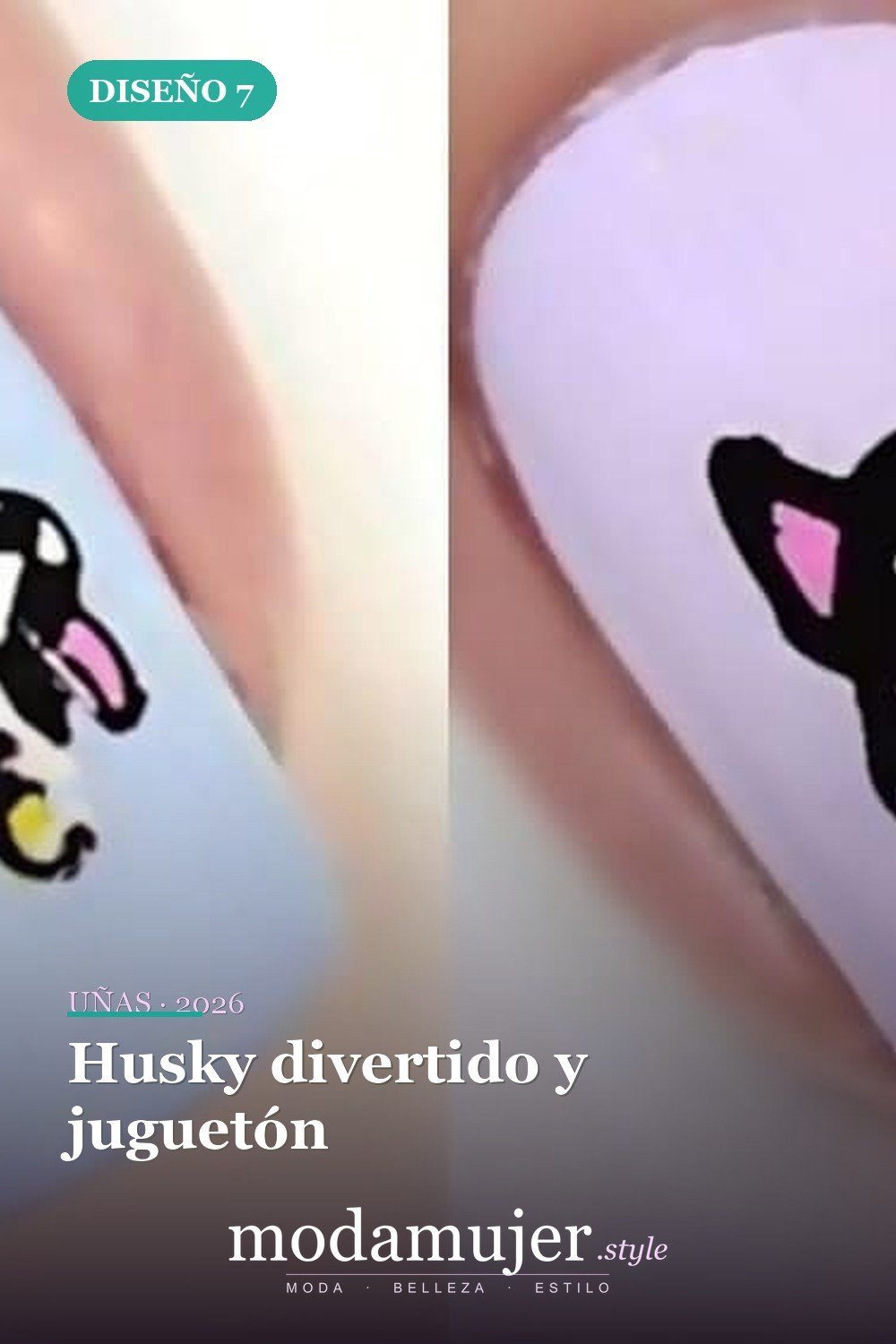Husky divertido y juguetón — 25 Increíbles Diseños de Uñas Husky para el Invierno