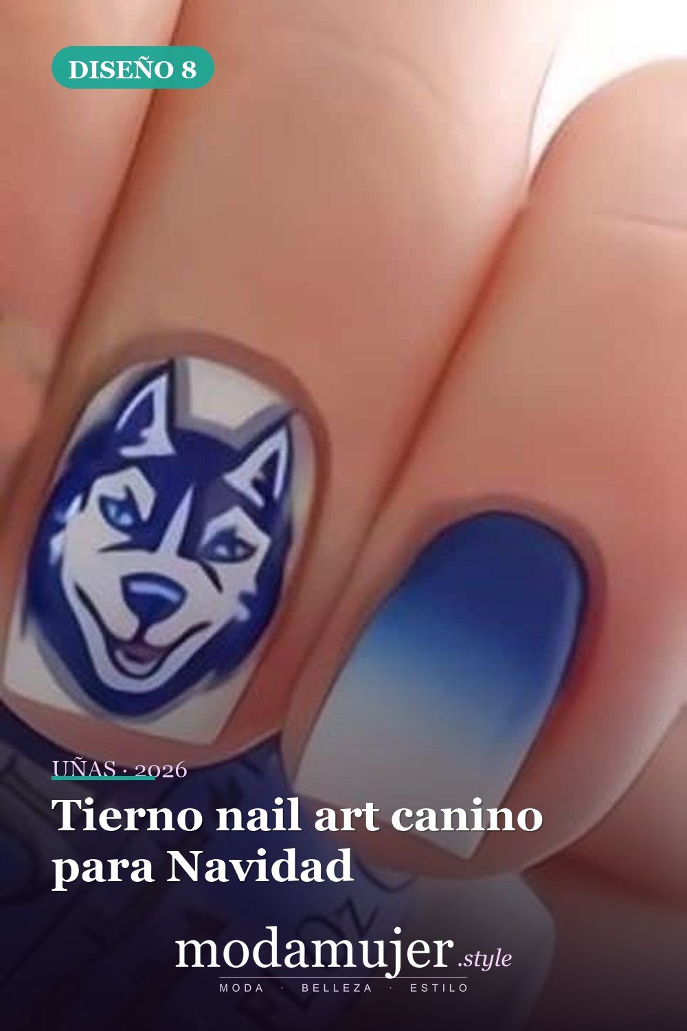 Tierno nail art canino para Navidad — 25 Increíbles Diseños de Uñas Husky para el Invierno