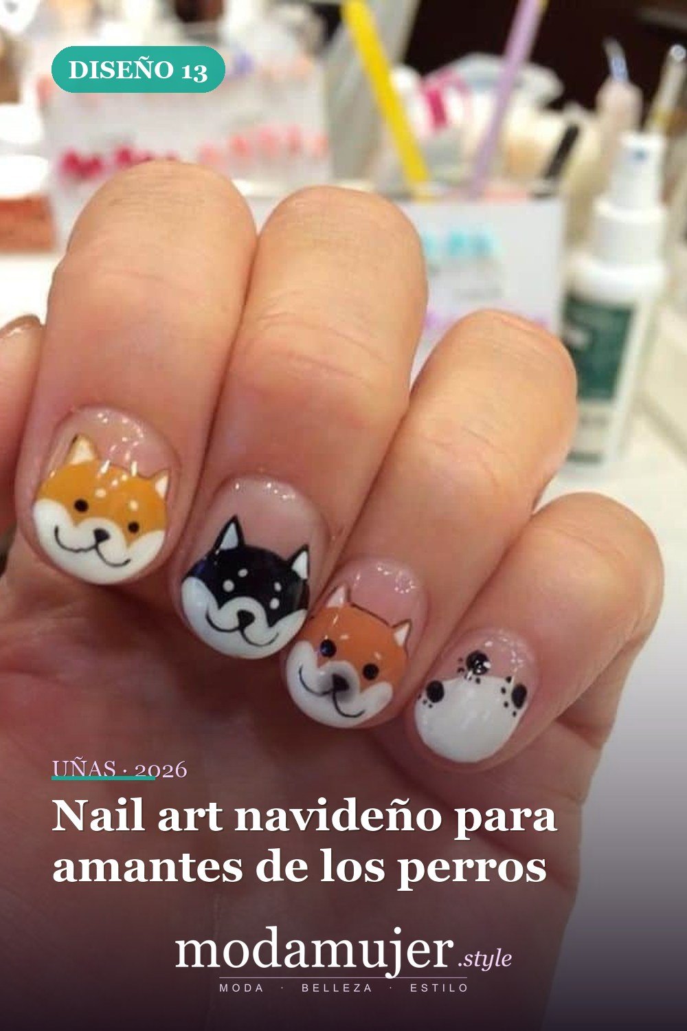 Nail art navideño para amantes de los perros — 25 Increíbles Diseños de Uñas Husky para el Invierno