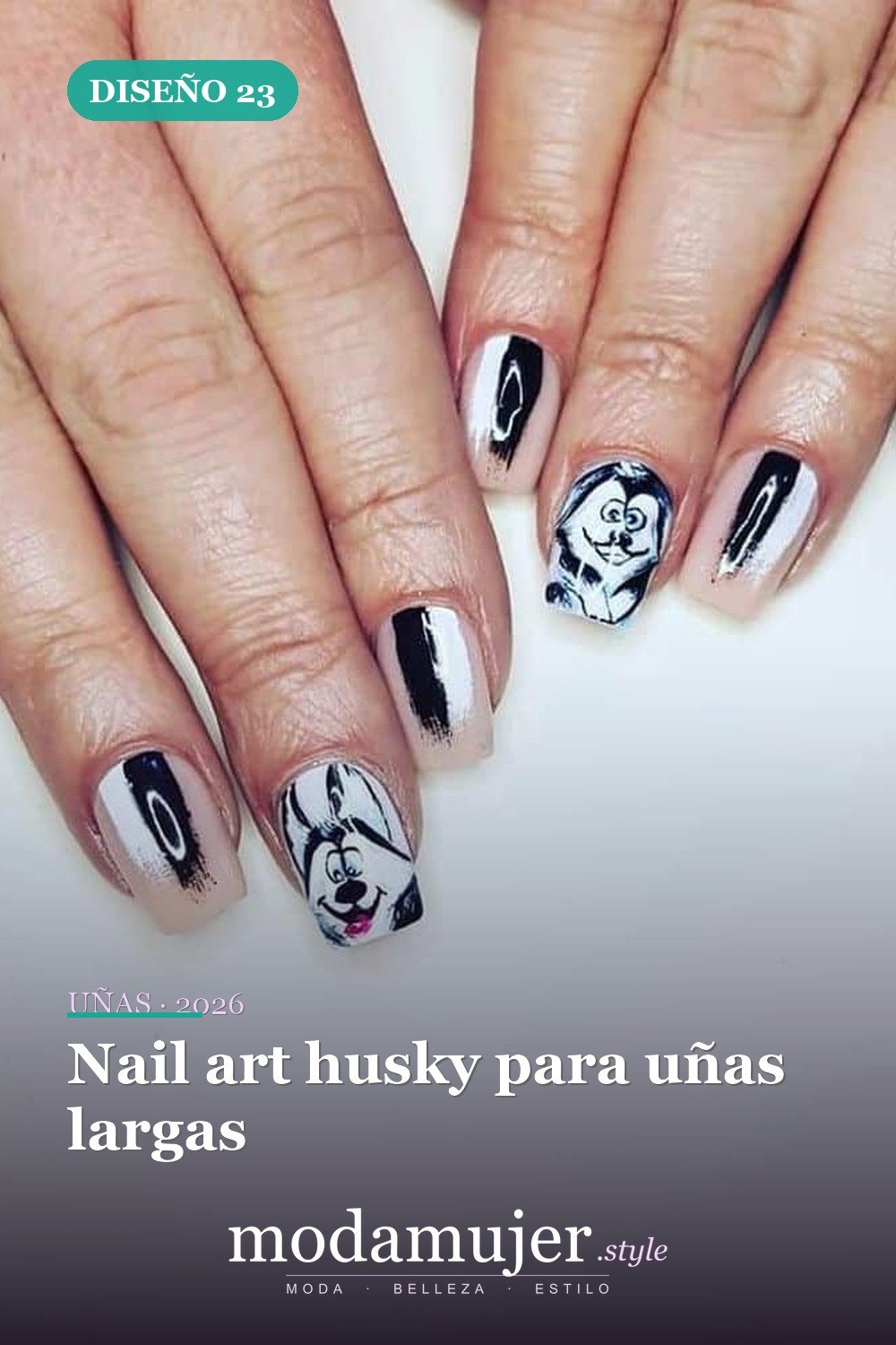 Nail art husky para uñas largas — 25 Increíbles Diseños de Uñas Husky para el Invierno