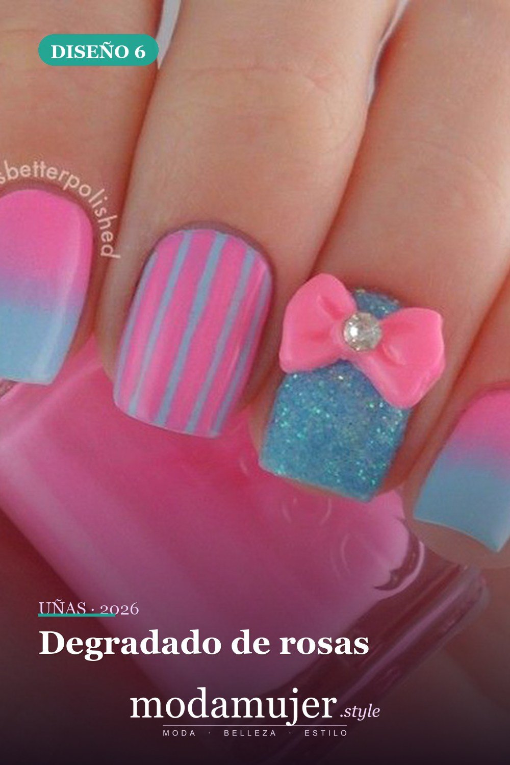 Degradado de rosas — 25 lindos diseños de uñas rosas para niñas