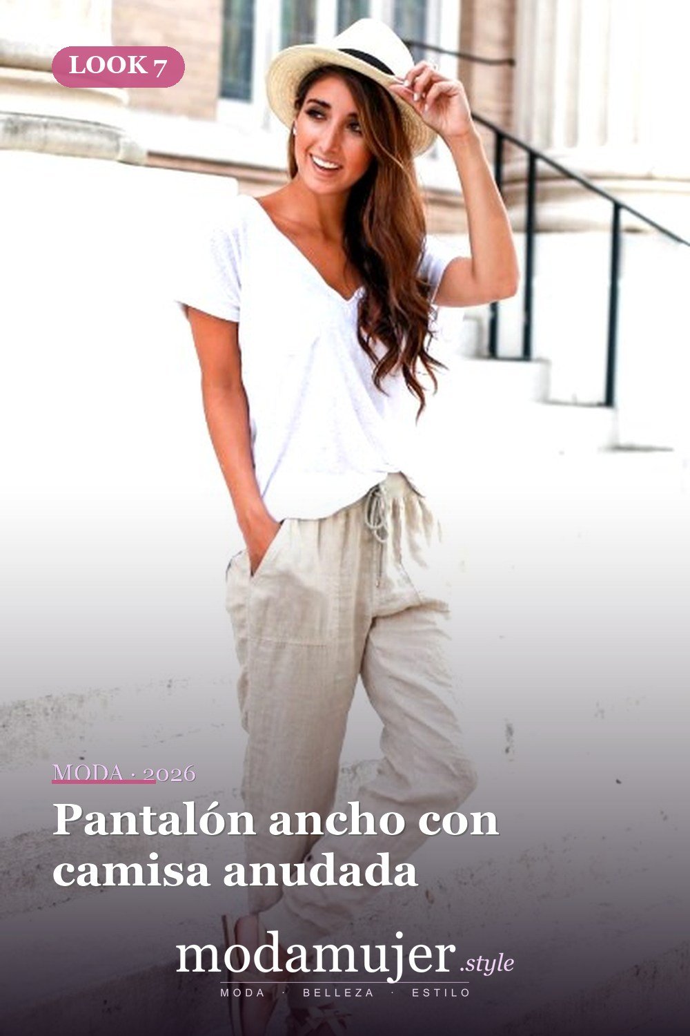 Pantalón ancho con camisa anudada — 25 mejores ideas lindas de trajes de pantalones de verano