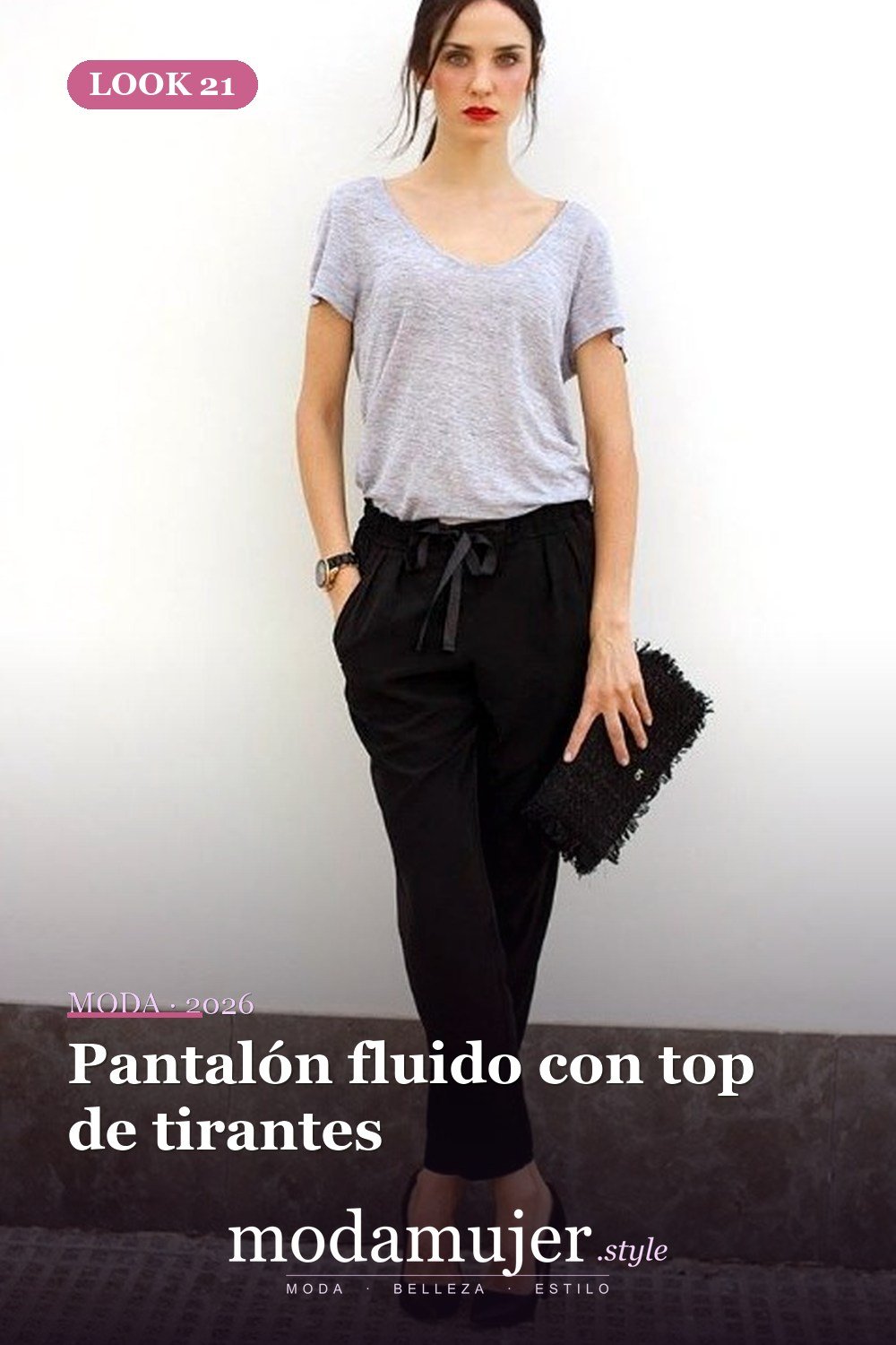 Pantalón fluido con top de tirantes — 25 mejores ideas lindas de trajes de pantalones de verano
